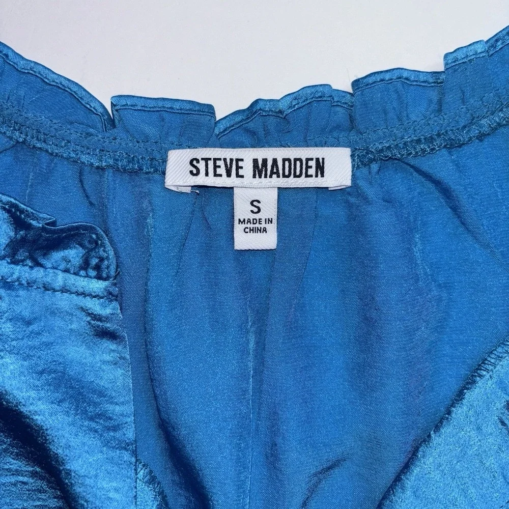 Steve Madden Prairie Dreams Satin Mini Dress Size Small S Blue